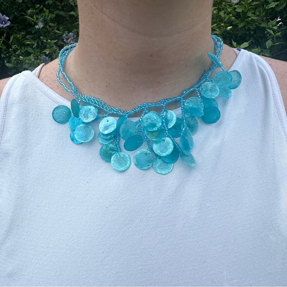 Aquamarine shell necklace